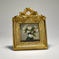 1 Elegante Moldura de Foto em Resina Dourada Estilo Vintage com Design Floral - Pequena Exibição Decorativa de Imagens para Decoração de Casa Sofisticada & Fundo de Fotografia, Presente Ideal para Feriados, Decoração de Parede com Fotos