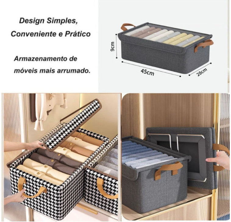 Caixas Organizadoras com Tampa Transparente – Oxford Reforçado 47×28×20cm