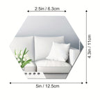 13 unidades Espelho Hexagonal Prateado | Autocolantes de Parede Autoadesivos em Acrílico de 100mm para Decoração de Casa de Banho, Sala de Estar, Quarto