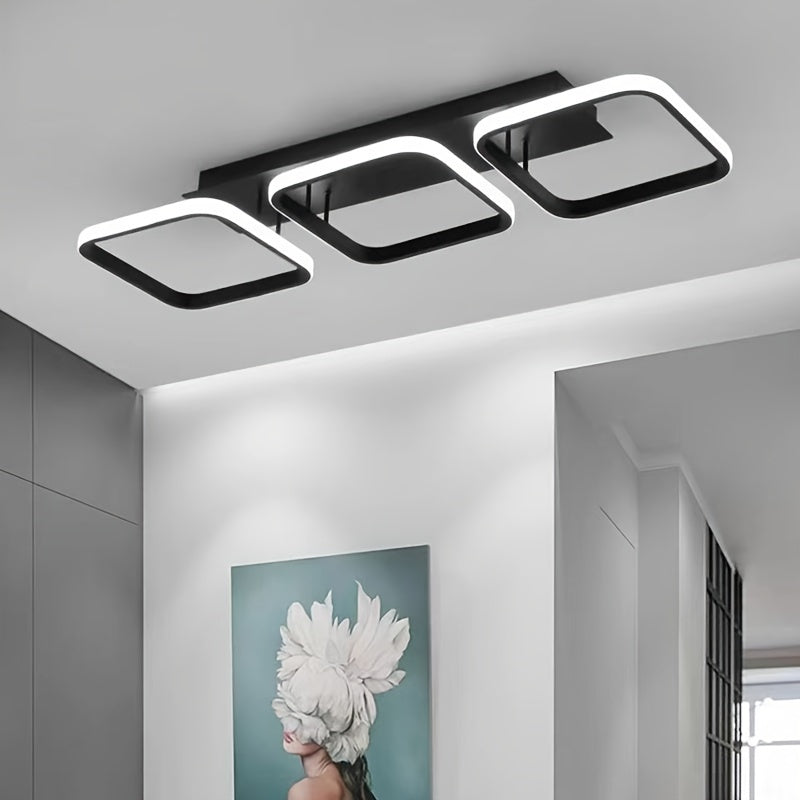 Triangular LED Modern Ceiling Lamp, Metal, 3-Way Adjustable Color Temperature, Straight Wire, 85V-265V, for Living Room, Bedroom, Kitchen, Residential Lighting