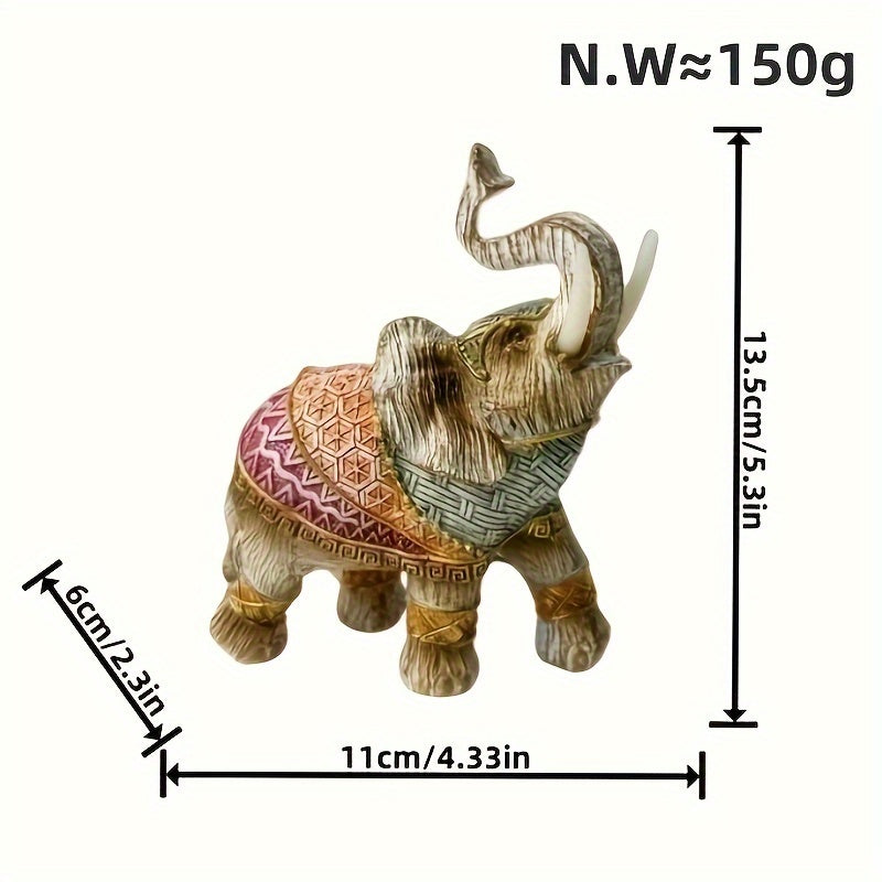 Uma Estátua de Elefante de Estilo Europeu, Feita de Resina, e de Artesanato Requintado, Serve Como Uma Peça Decorativa Única para a Casa, Símbolo de Boa Sorte e Riqueza, Tornando-a um Presente Ideal para Festas de Fim de Ano