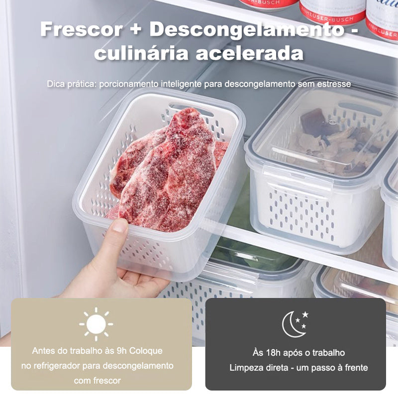 Local Delivery BR | Shipping-Set of 3 Sizes-Drainage Basket for Refrigerator (Small+Medium+Large) with Adjustable Valve - Stackable, Portable for Snacks, Food Organizer, Christmas Party.