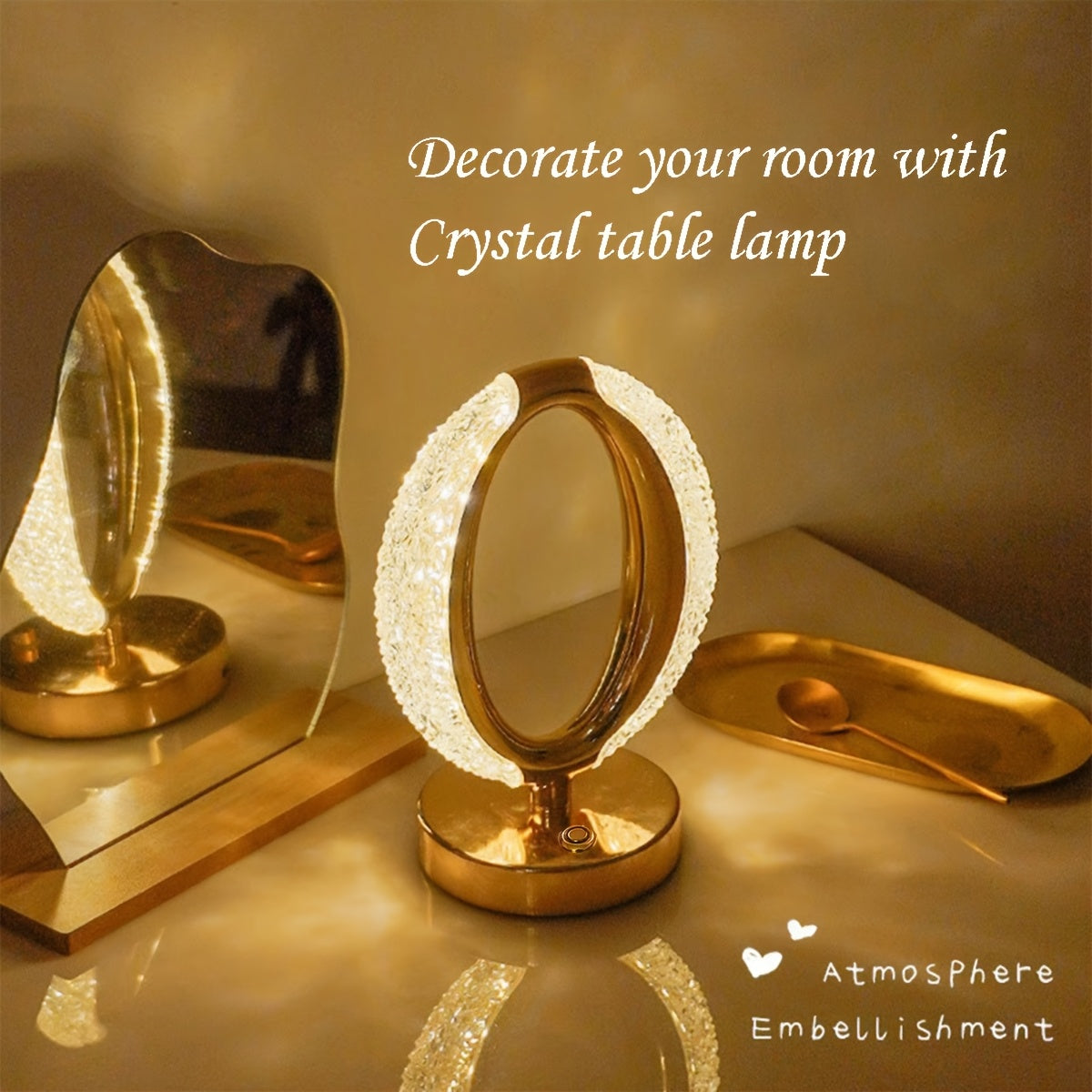 Candeeiro de Mesa Nórdico Moderno Minimalista Criativo Romântico de Cristal com Carregamento, Interruptor Tátil, Regulação Contínua de Três Cores, Adequado para Decoração de Casa de Quarto e Sala de Estar