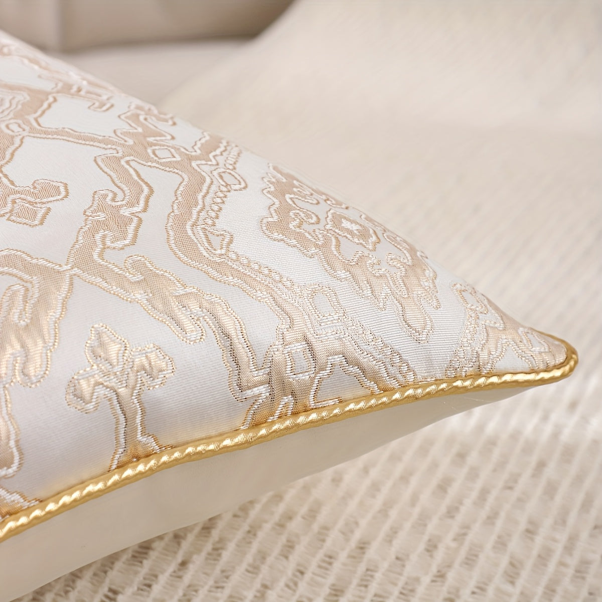 1 Peça de Fronha Decorativa Jacquard Dourada, Decoração Falsa para Sala de Estar
