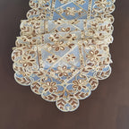 1 Toalha de Mesa Elegante com Bordado Floral - Design Tradicional em Organza com Fio Dourado em Tecido Bege, Retangular em Vários Tamanhos para Festas, Celebrações ou Decoração de Jantar do Dia a Dia