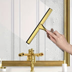 1pc 10-Inch Stainless Steel Shower Squeegee with Mounting Hook - Ergonomic Handle, Durable & Versatile for Glass Doors, Mirrors, Tiles - All-Purpose Cleaning Tool for Bathroom, Kitchen, Garage, Sleek Metallic Finish, Functional Design