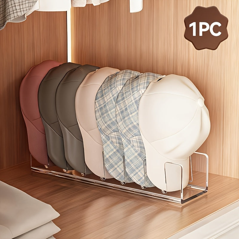 Suporte para Chapéus, Expositor de Chapéus, Organizador de Mesa, Armazenamento para Quarto, Acrílico Plástico, Comporta Sete Chapéus, Transparente