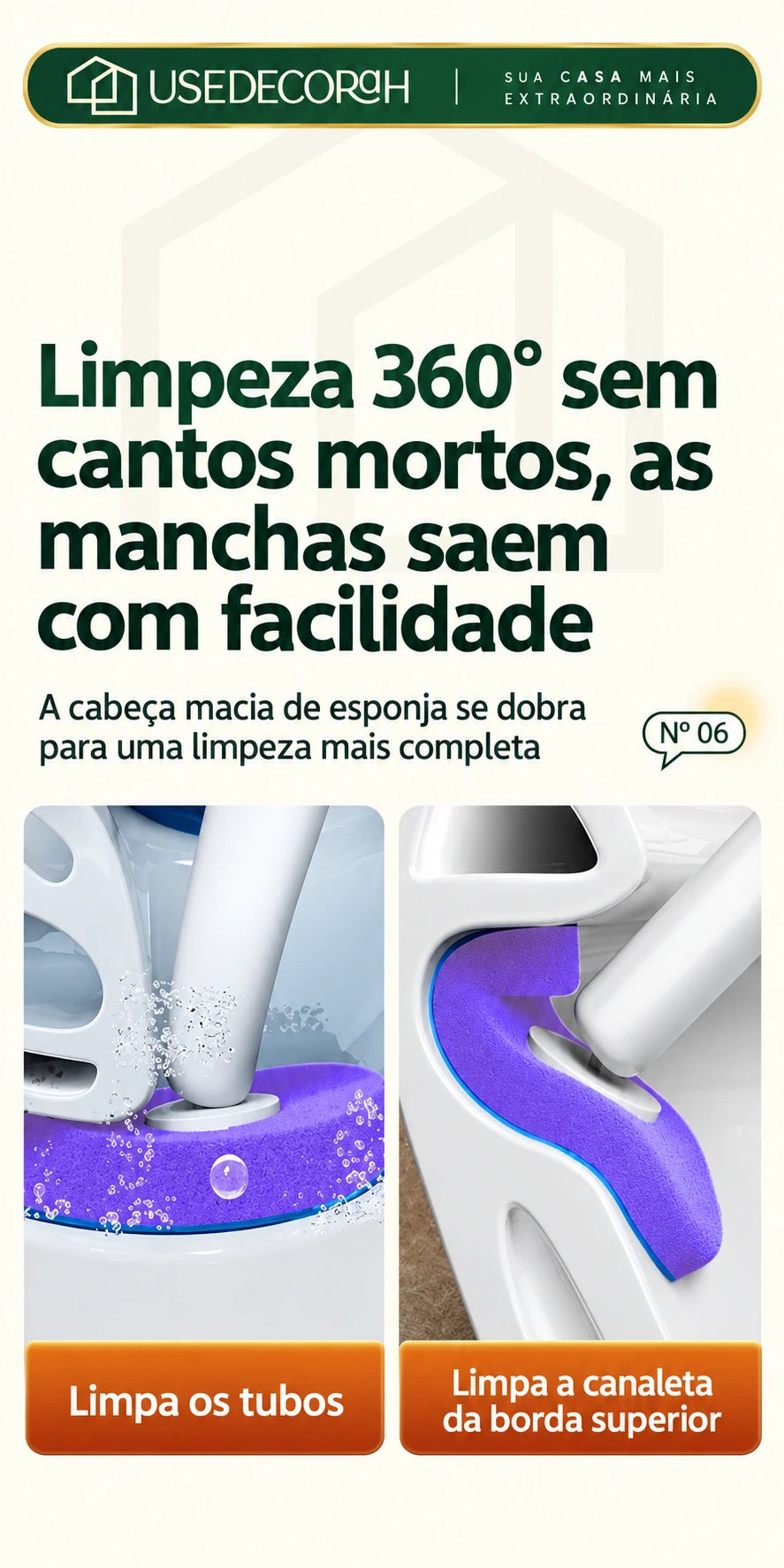 Escova Sanitária Descartável com Refis e Suporte de Parede