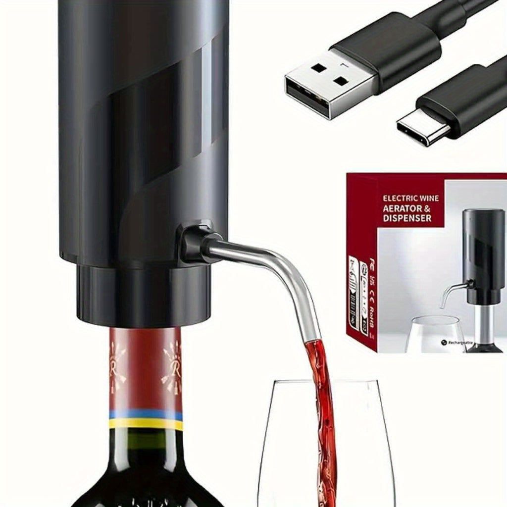 1 Aerador de Vinho Elétrico Recarregável via USB, Dispensador Automático para Garrafas e Decantador Inteligente Multiuso – O Presente Perfeito Para Amantes do Vinho