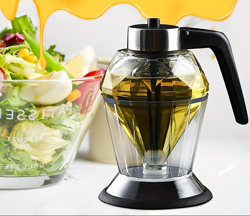 LDQ 200ml No-Drip Glass Honey Dispenser - Stylish Diamond Pattern, Black & Clear Design, Perfect for Syrup, Sauce & Honey Storage, Ideal for Kitchen & Dining Use