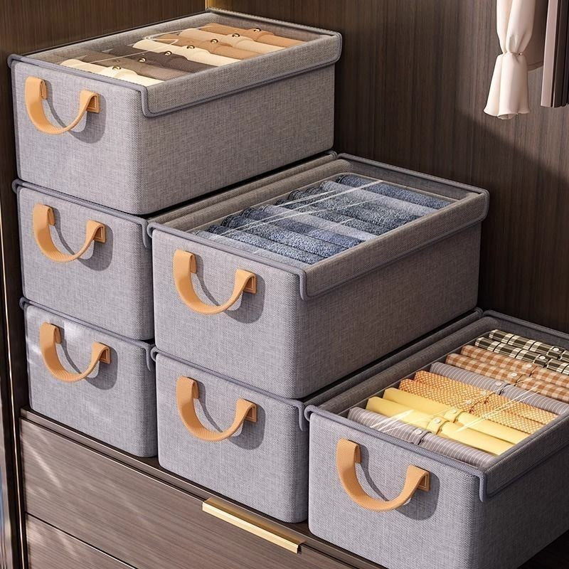 Caixas Organizadoras com Tampa Transparente – Oxford Reforçado 47×28×20cm