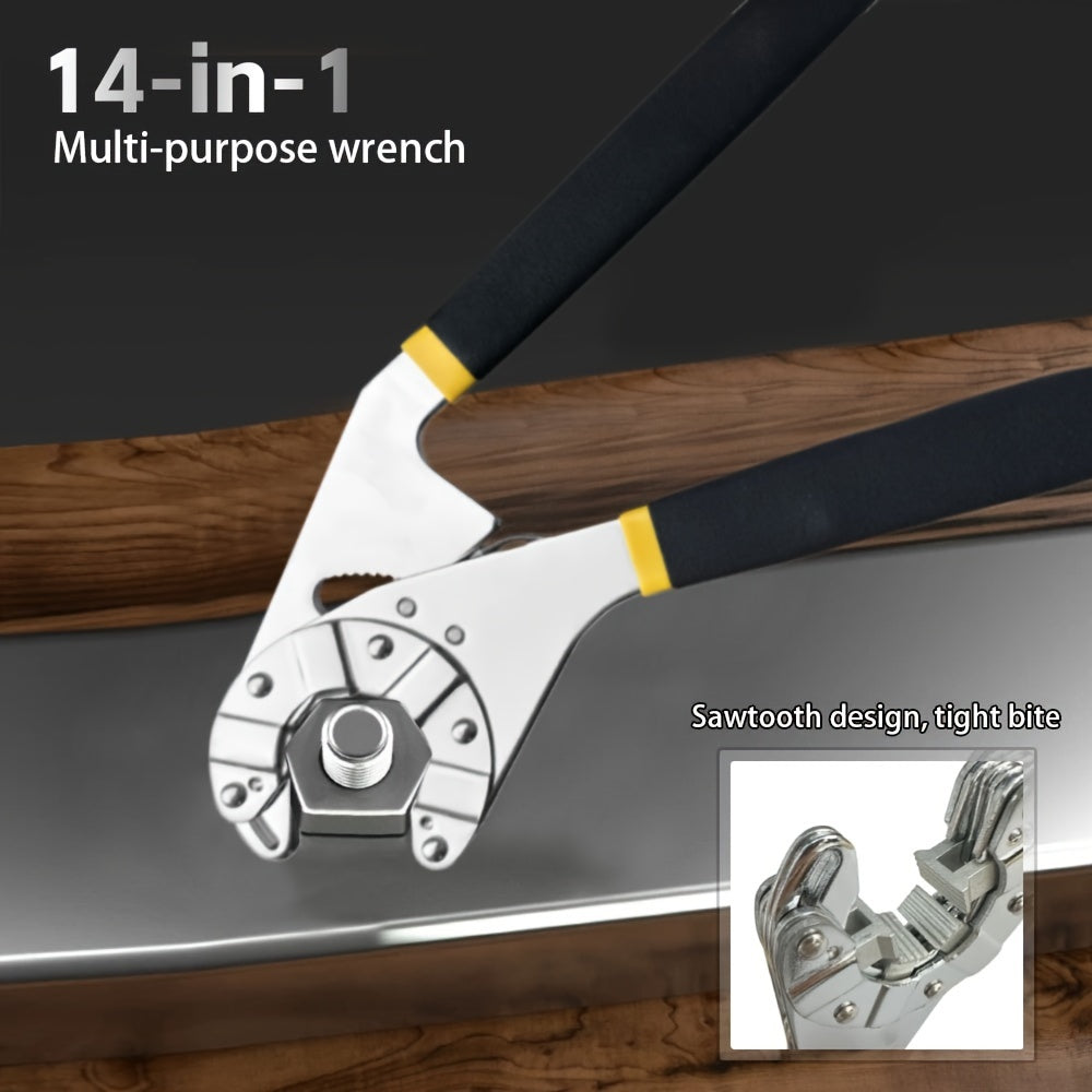 A Single Piece of a Magic Wrench, a Multifunctional Adjustable Torque Open-End Wrench, Featuring a Hexagonal Grip And a Curved Anti-Slip Handle, Suitable for Projects And Repairs in Electrical Work, Machinery, Motorcycles, Bicycles