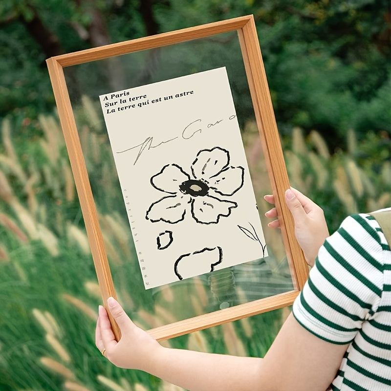 1 peça Moldura Flutuante 8,5x11, 8x10, 6x8, Moldura de Vidro Dupla Camada, Moldura de Madeira, Exibe Fotos de até 21,59x27,94 cm em Qualquer Tamanho, Montável na Parede ou de Apoio de Mesa, Madeira Natural