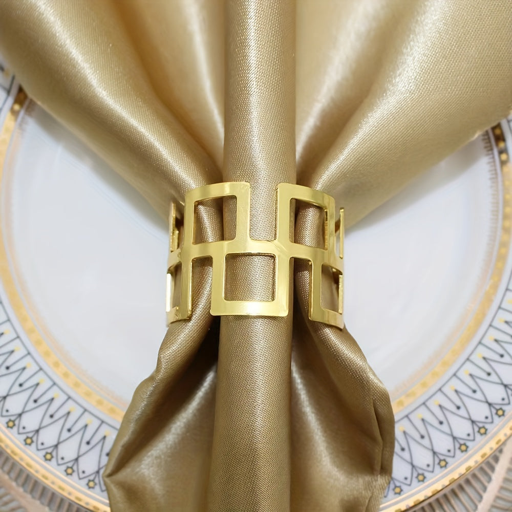 6 unidades de porta-guardanapos dourados de alta qualidade em estilo Great Wall para decoração de mesa, adequados para hotéis e eventos.