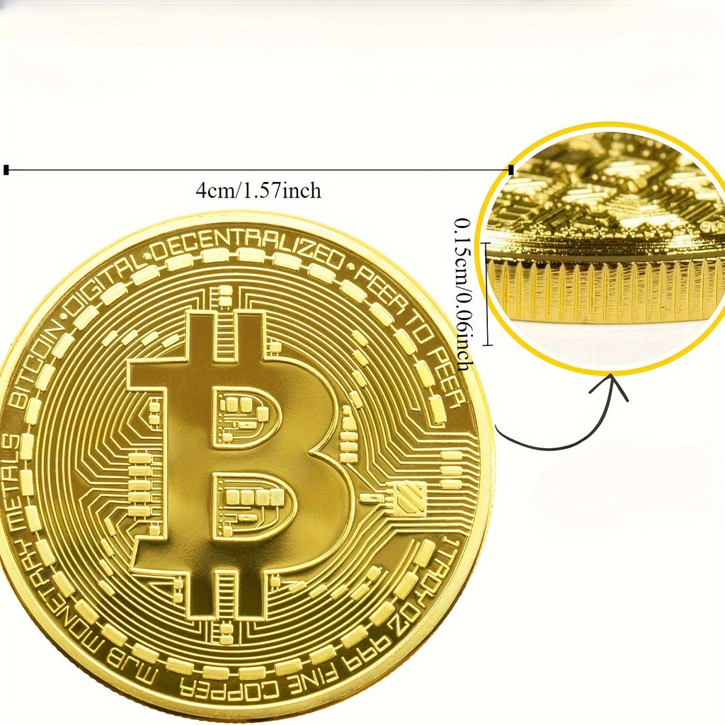 Bitcoin Coin (BTC) Collectible - Physical Cryptocurrency with Protective Case, BTC Symbol Coin for Home/Office Decor, Holiday Gift Suitable for BTC Enthusiasts & Collectors
