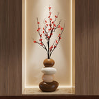 1 peça Vaso de Pedra de Resina Feito à Mão com Padrão Geométrico - Vaso da Boa Sorte, Vaso Cilíndrico Não Bebível para Ano Novo Chinês, Casamento, Decoração de Natal, Presente de Decoração Elegante para Casa, Moderno Tradicional para Centro de Mesa