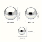 Conjunto de 6 Esferas Decorativas Ocas Redondas em Aço Inoxidável - Tamanhos variando de 0,79 a 5,99 cm, Ornamentos de Metal com Extremidade Espelhada para Escadas e Janelas, Esculturas de Jardim e Esferas Refletoras, Contas Flutuantes em Aço Inoxidável, Fontes de Luz Prateadas