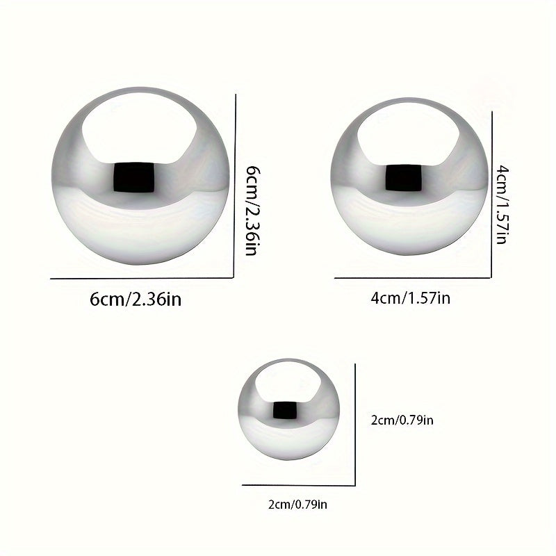 Conjunto de 6 Esferas Decorativas Ocas Redondas em Aço Inoxidável - Tamanhos variando de 0,79 a 5,99 cm, Ornamentos de Metal com Extremidade Espelhada para Escadas e Janelas, Esculturas de Jardim e Esferas Refletoras, Contas Flutuantes em Aço Inoxidável, Fontes de Luz Prateadas