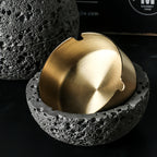 Nordic Industrial Minimalist Concrete Ashtray, Artisan-Made Natural Texture, Removable Stainless Steel Bowl & Anti-Fly Ash Lid - Easy Clean, Durable Outdoor/Indoor Decor for Living Room, Bar, Office - Ideal Father's Day, Christmas, Housewarming Gift