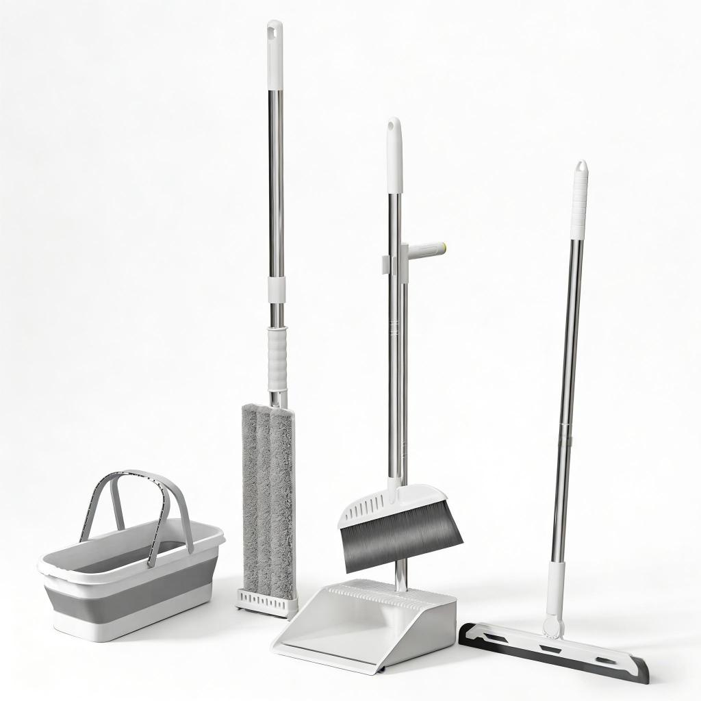 Complete 5-Piece Cleaning Kit: Broom + Mop + Dustpan + Bucket and Mop Set - S7