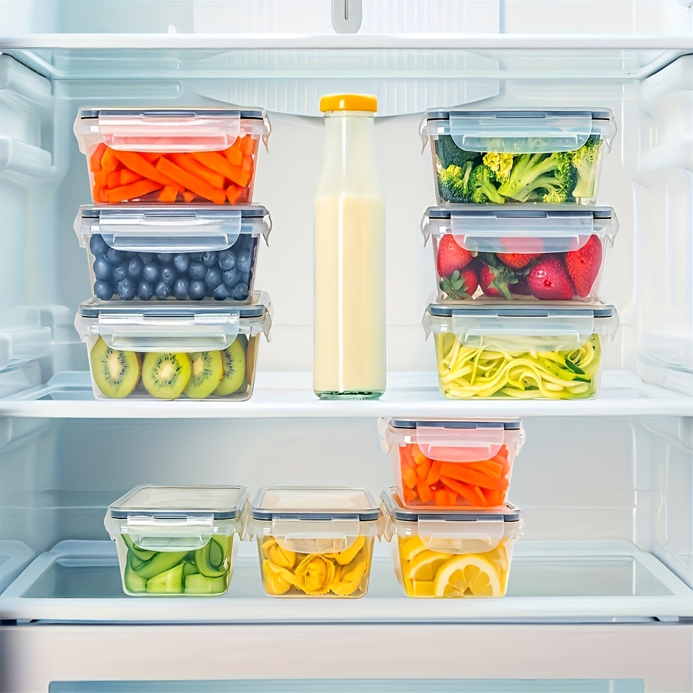 8 un. Recipientes transparentes para armazenamento de alimentos com tampa flip-top, potes plásticos à prova de vazamentos e seguros para micro-ondas/freezer, organização de despensa hermética em vários tamanhos para alimentos secos, frutas, legumes, massas (reutilizáveis), recipiente PP.
