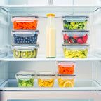 8 un. Recipientes transparentes para armazenamento de alimentos com tampa flip-top, potes plásticos à prova de vazamentos e seguros para micro-ondas/freezer, organização de despensa hermética em vários tamanhos para alimentos secos, frutas, legumes, massas (reutilizáveis), recipiente PP.