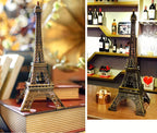 Figura de Metal da Torre Eiffel de Paris 1pc - Modelo Arquitetônico em Miniatura Turquesa com Detalhes Intrincados e Ferroaria Detalhada, Arte Decorativa para Prateleira, Lembrança de Viagem & Presente de Férias, Decoração Elegante para Casa | Embalagem Sofisticada, Decoração da Torre Eiffel