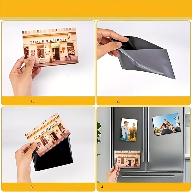 Conjunto De 6 Peças, Moldura Magnética Para Fotos, Moldura Para Fotos De 10,16x15,24 Cm, Mangas Magnéticas Reutilizáveis Para Fotos De Geladeira, Moldura Magnética Para Fotos Preta