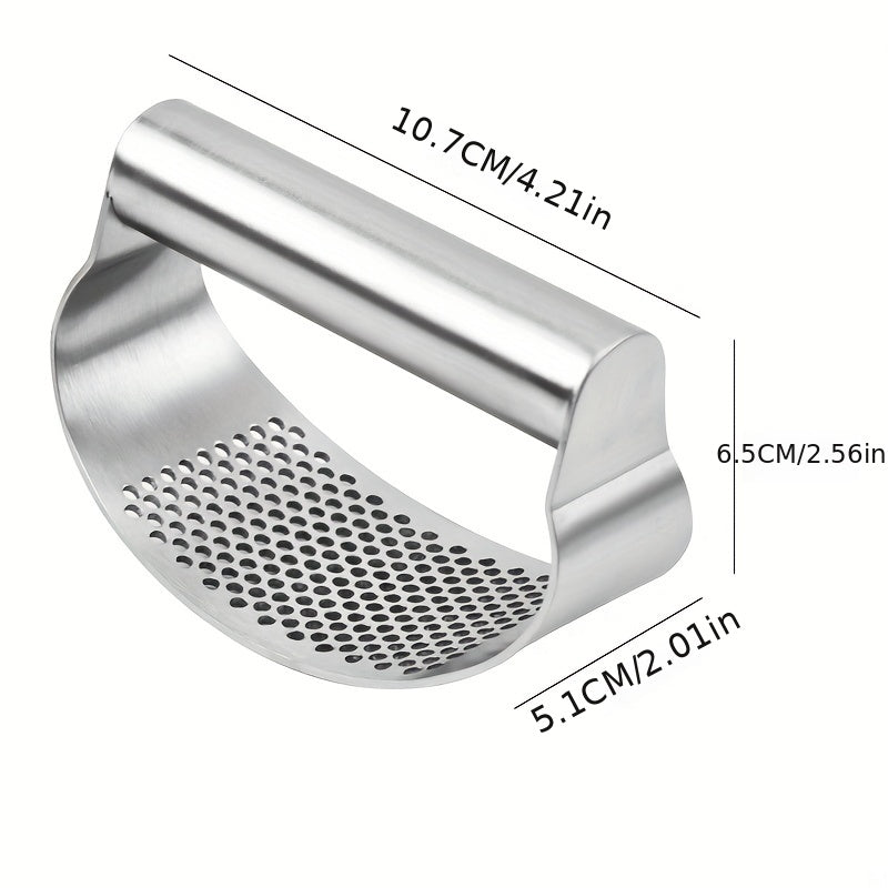1peça Prensa de Alho em Aço Inoxidável - Triturador de Alho Manual com Pega Ergonómica, Ferramenta de Cozinha Durável para Triturar Alho, Sem Necessidade de Eletricidade, Fácil de Limpar, Perfeito para Cozinhar em Casa, Triturador de Alho para Cozinha, Essenciais de Cozinha, Acabamento Metálico Elegante, Material Fácil de Limpar, Triturador de Alho, Prensa de Alho