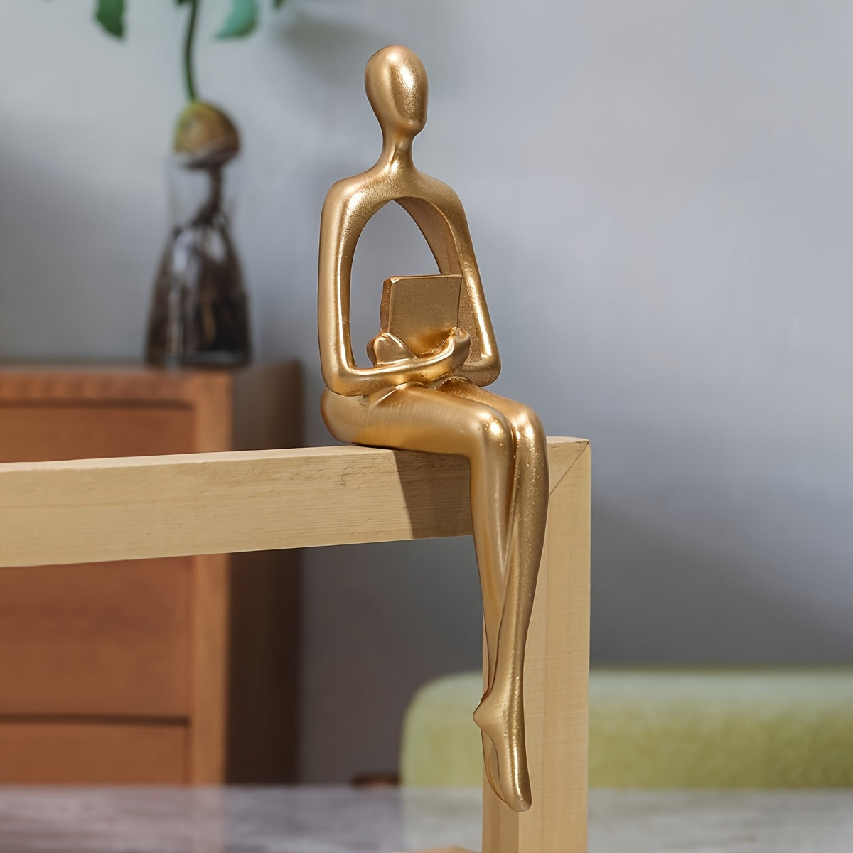 Uma Peça, Escultura Abstrata Artesanal em Resina Representando uma Postura Sentada, Figura Decorativa em Estilo Nórdico para Bordas de Mesa, Ideal para Decoração de Casa, Enfeites de Escritório e Ornamentação Atenta