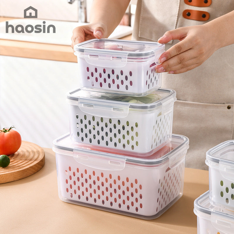 Local Delivery BR | Shipping-Set of 3 Sizes-Drainage Basket for Refrigerator (Small+Medium+Large) with Adjustable Valve - Stackable, Portable for Snacks, Food Organizer, Christmas Party.