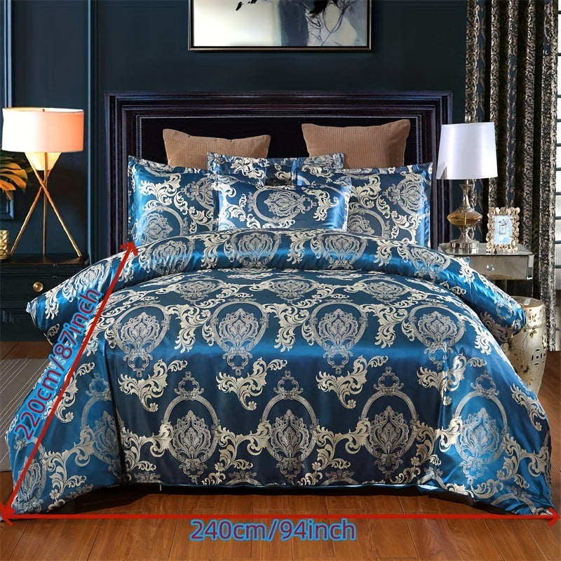 3 peças, conjunto de capa de edredom de cetim jacquard estilo europeu, conjunto de três peças, uma capa de edredom e um par de fronhas, sem núcleo interno.