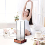 Suporte Elegante para Incenso de Madeira e Vidro com Detalhes Dourados - Não Precisa de Eletricidade, Design Seguro de Ventilação de Fumaça para Yoga, Decoração de Casa e Relaxamento, Suporte para Varetas de Incenso, Estilo Contemporâneo, Design Minimalista, Construção em Vidro Durável, Acabamento