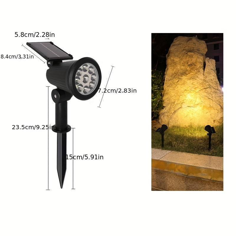 1 unidade de Refletor Externo com 9 LEDs, Detecção de Movimento e Cristal - Solar para Jardim, Gramado, Caminho, Varanda - Plástico Durável e Econômico, Ligar/Desligar