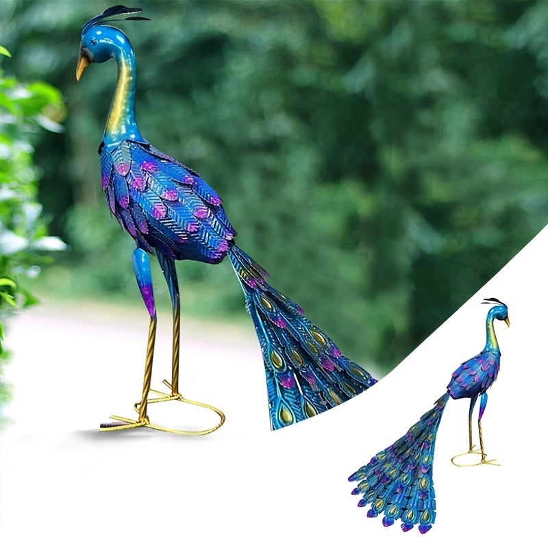 Estátua Elegante de Pavão em Metal - Perfeita para Decoração de Jardim Externo, Gramado e Pátio | Ideal para Festas e Casamentos