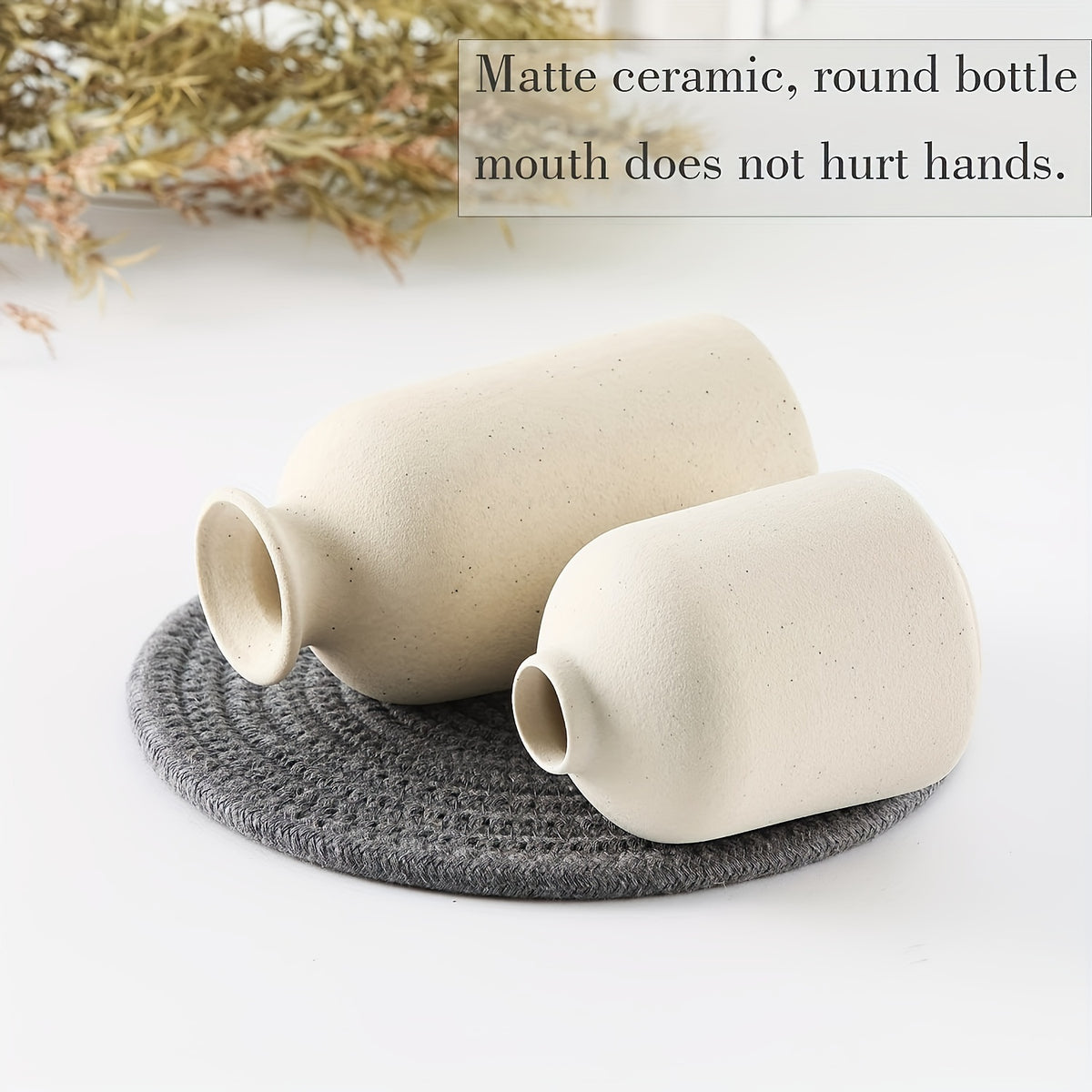 Conjunto de 3 Vasos de Cerâmica Bohemian - Acabamento Fosco, Desenhos Geométricos e Florais para Decoração Elegante de Casa | Ideal para Sala de Estar, Entrada, Estante de Livros, Armário de Vinho, Expositor de TV, Vasos de Decoração para Casa