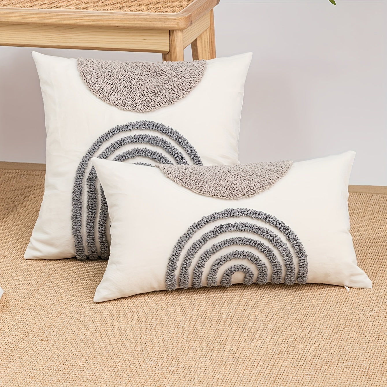 Capa de Almofada Geométrica em Meio-Círculo em Estilo Moderno Nórdico INS, Feita com Artesanato de Pelúcia Circular, Adequada para Decorar Casas de Modelo, Moradias de Hóspedes e Almofadas de Hotel.