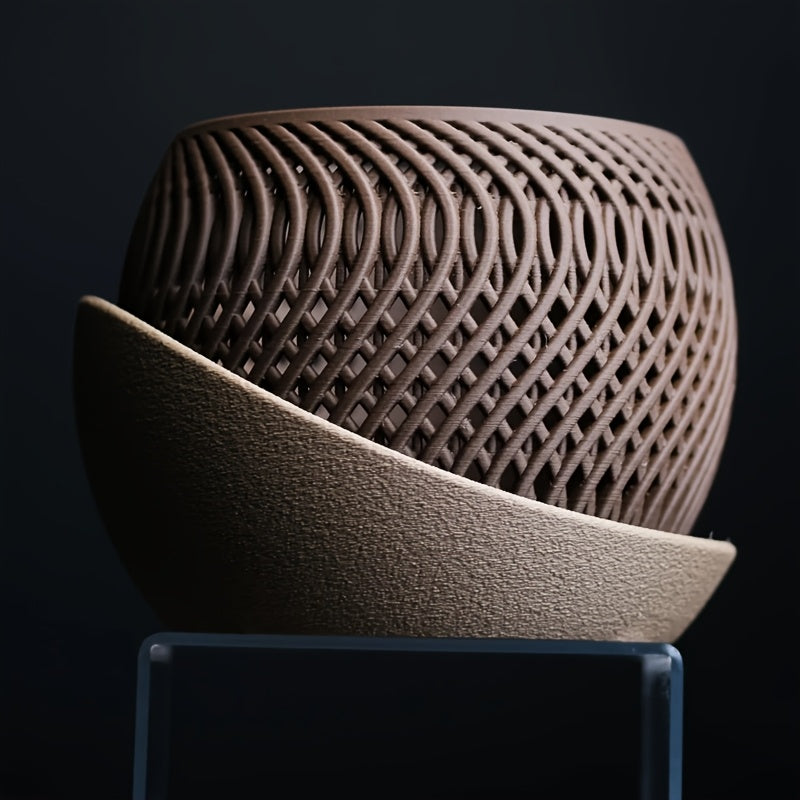 1pc Vaso de Espiral Oco, Vaso de Suculento e Cacto, Vaso de Flor com Bandeja, Ornamento Decorativo para Mesa de Escritório, Adequado para Uso Interior e Exterior