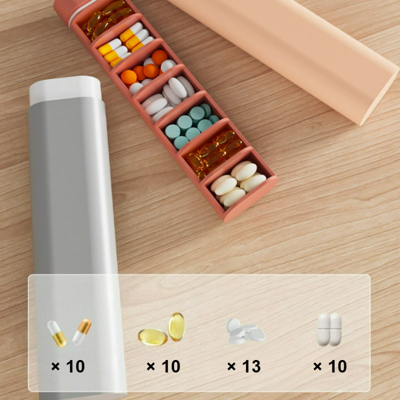 1-Week (7-Day) Travel Pill Organizer - Weekly Medication & Vitamin Case with Monday-Sunday Compartments, Compact & Portable Medicine Holder for Vitamins, Supplements, Medications - Cute Drawer-Style Daily Pill Box for -the-