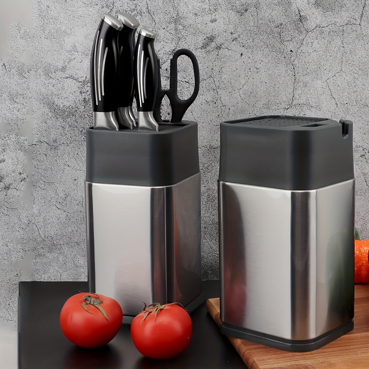 Knife Holder with a Sharpener | Stainless Steel Design Multifunctional Storage Rack for Kitchen | Suitable for Kitchen Knives And Scissors, Non-Slip Knife Storage Rack for Countertops