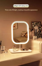 Espelho de Maquiagem LED Tricolor com Controle de Toque