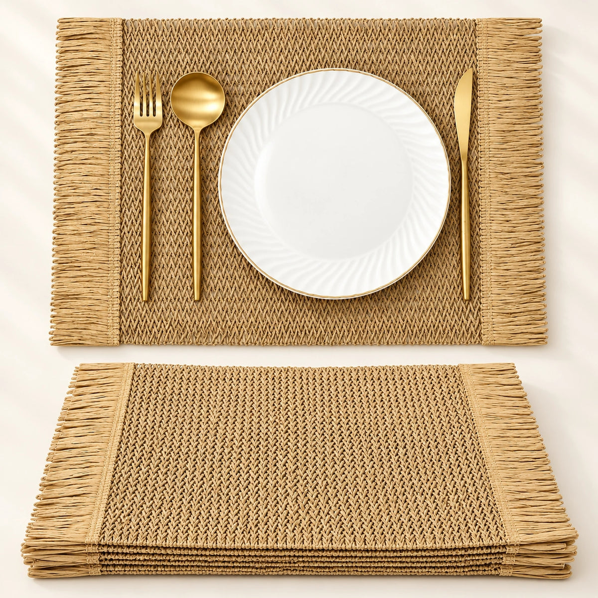 Conjunto de Jogos Americanos Boho com Franjas