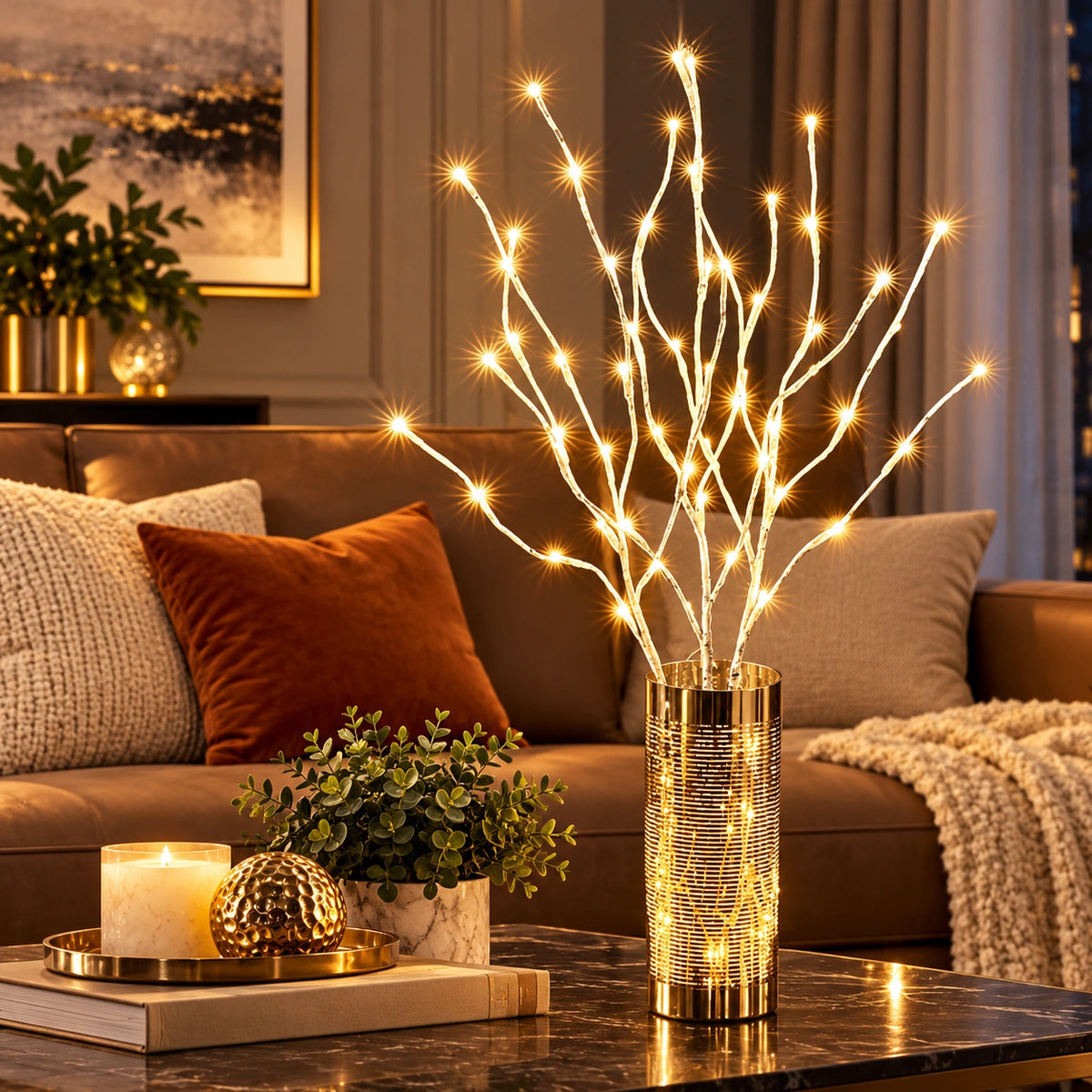 Galho Decorativo de Bétula com LED para Natal