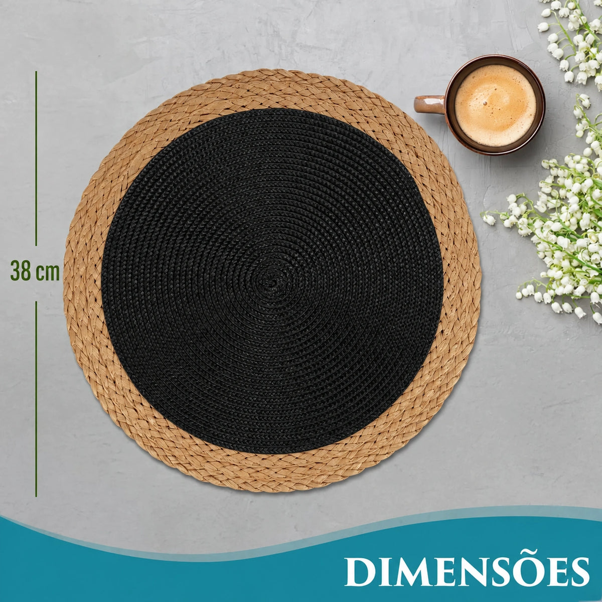 Conjunto de Sousplats Redondos Trançados